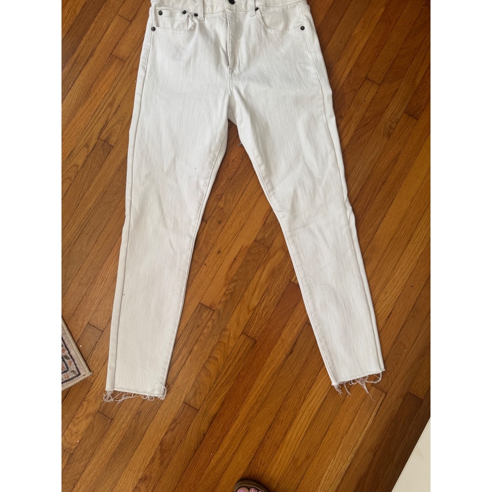 Pistola White Skinny Jeans High Rise Raw Hem Distressed Size 28 P6637EFN-PLR